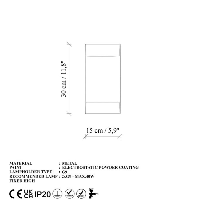 Opviq Bera - 15311 Lámpara de Pared de Metal Negro